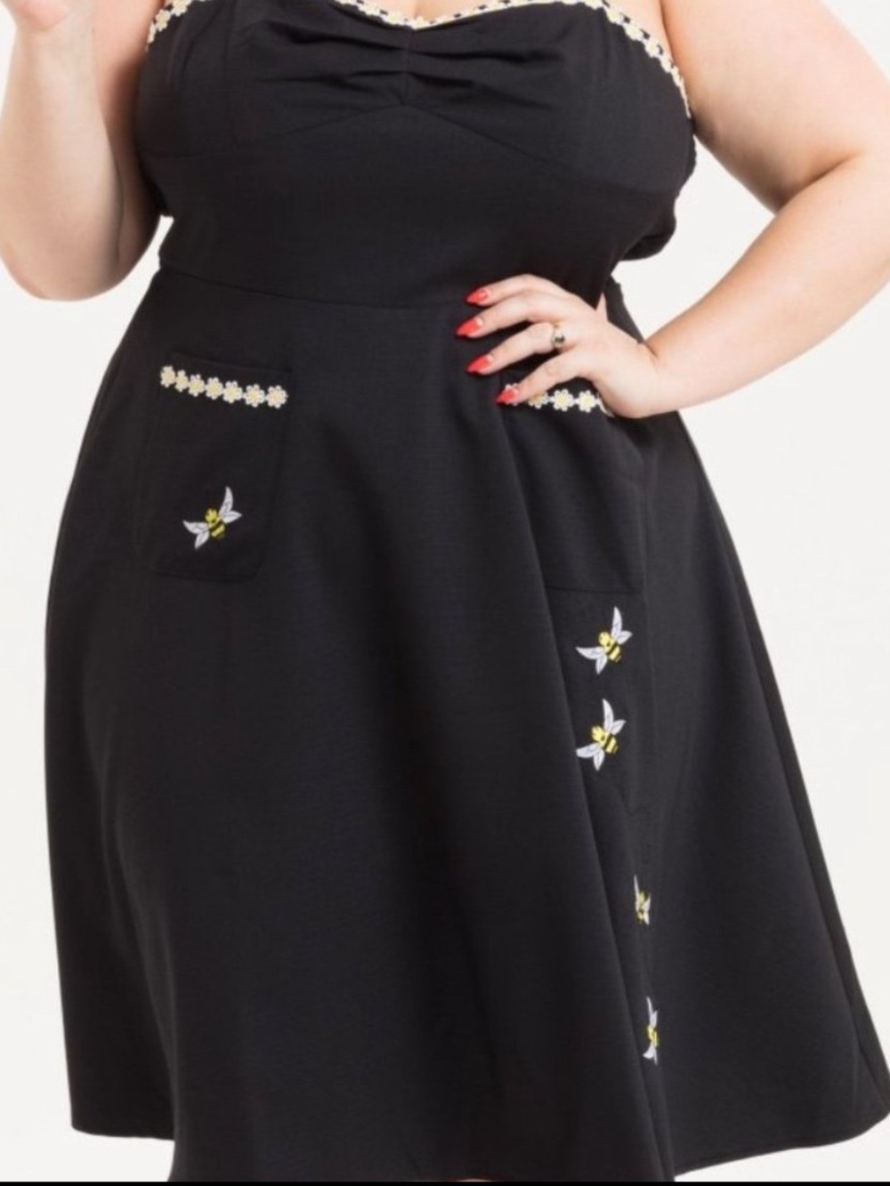 Voodoo Vixen Daisy Bee Black Midi Dress